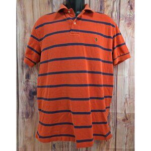 Polo Ralph Lauren Mens Orange & Navy Striped Polo Shirt Large